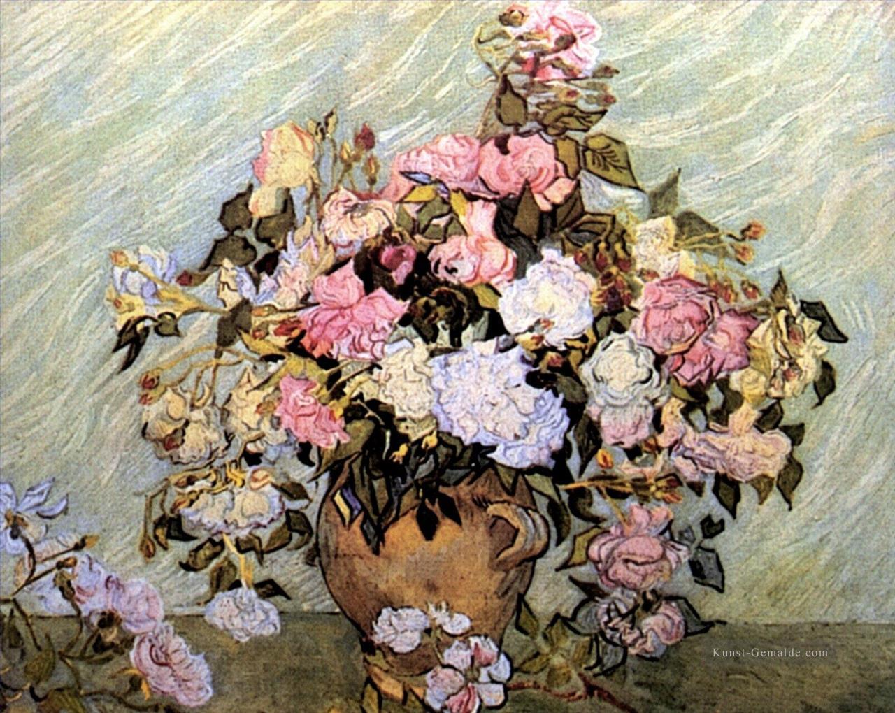 Stillleben Vase mit Rosen Vincent van Gogh impressionistische Blumen Ölgemälde
